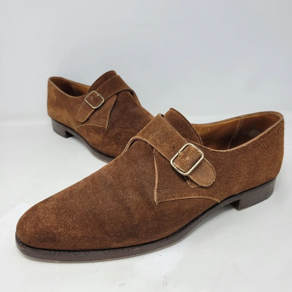 Ralph Lauren Brown Suede Single Monk Strap Men Made in England Dress Shoes Sz 11